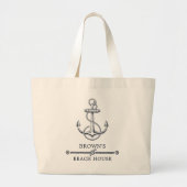 Nautical Anchor Familienaam Beach Lake House Grote Tote Bag (Voorkant)