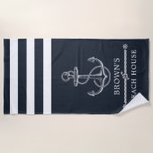 Nautical Anchor Familienaam Beach Lake House Strandlaken (Voorkant)