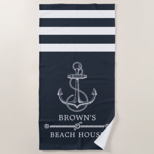 Nautical Anchor Familienaam Beach Lake House Strandlaken
