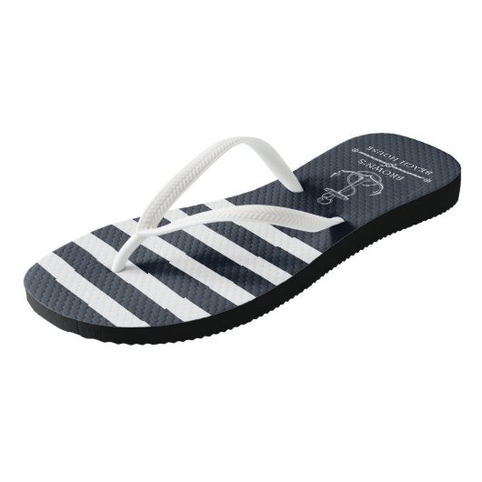 Nautical Anchor Familienaam Beach Lake House Teenslippers (Schuin)
