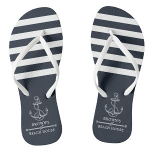 Nautical Anchor Familienaam Beach Lake House Teenslippers