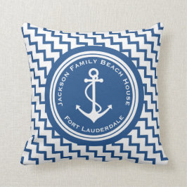Nautical Anchor Family Beach House Modern Chevron Kussen
