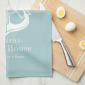 Nautical Anchor Family Name Beach House Theedoek (Quarter Fold)