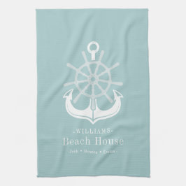 Nautical Anchor Family Name Beach House Theedoek