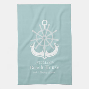 Nautical Anchor Family Name Beach House Theedoek