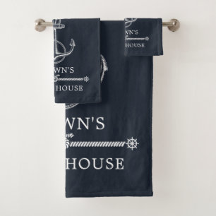 Nautical Anchor Family Name Beach of Lake House Bad Handdoek