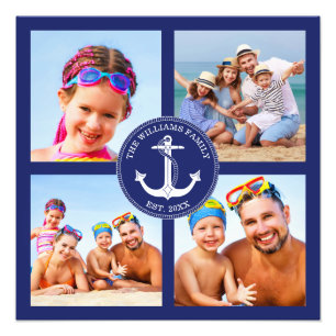 Nautical Anchor Family Photo Collage Blue Lijst Foto Afdruk