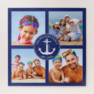 Nautical Anchor Family Photo Collage Blue Lijst Legpuzzel