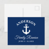 Nautical Anchor Family Reunion Blue Briefkaart (Voorkant / Achterkant)