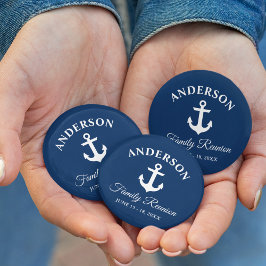 Nautical Anchor Family Reunion Blue Ronde Button 5,7 Cm