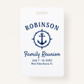 Nautical Anchor Family Reunion Navy Blue & White Badge (Voorkant)