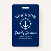 Nautical Anchor Family Reunion Navy Blue & White Badge (Voorkant)