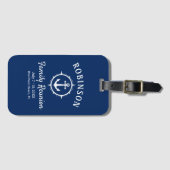 Nautical Anchor Family Reunion Navy Blue & White Bagagelabel (Voorkant (horizontaal))