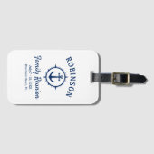 Nautical Anchor Family Reunion Navy Blue & White Bagagelabel (Voorkant (horizontaal))