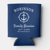 Nautical Anchor Family Reunion Navy Blue & White Blikjeskoeler (Voorkant)
