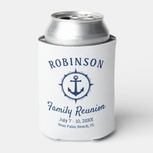 Nautical Anchor Family Reunion Navy Blue & White Blikjeskoeler