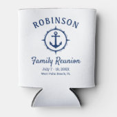 Nautical Anchor Family Reunion Navy Blue & White Blikjeskoeler (Voorkant)
