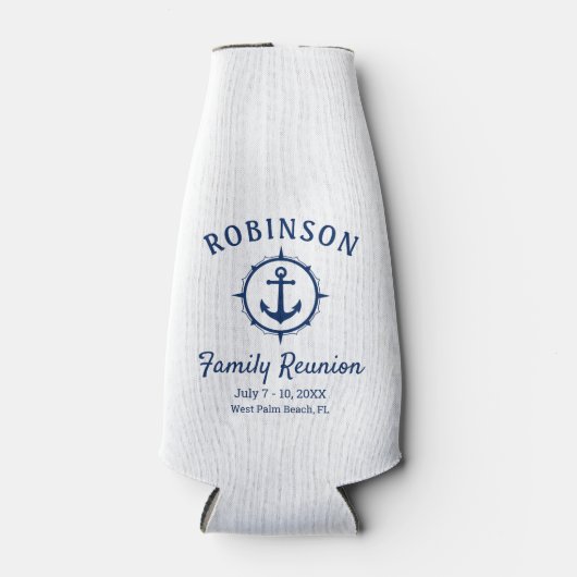 Nautical Anchor Family Reunion Navy Blue & White Flesjeskoeler (Voorkant)