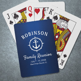 Nautical Anchor Family Reunion Navy Blue & White Pokerkaarten