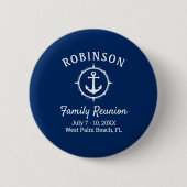 Nautical Anchor Family Reunion Navy Blue & White Ronde Button 5,7 Cm (Voorkant)