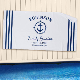 Nautical Anchor Family Reunion Navy Blue & White Strandlaken