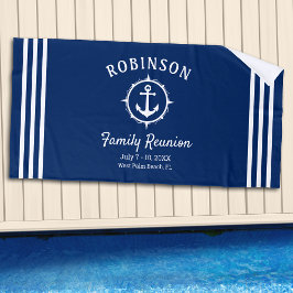Nautical Anchor Family Reunion Navy Blue & White Strandlaken
