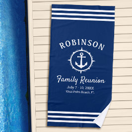Nautical Anchor Family Reunion Navy Blue & White Strandlaken