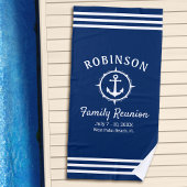 Nautical Anchor Family Reunion Navy Blue & White Strandlaken