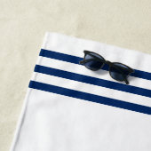 Nautical Anchor Family Reunion Navy Blue & White Strandlaken (In situ)