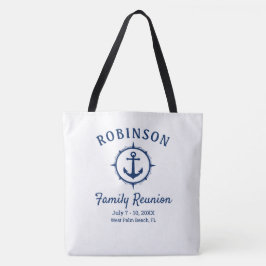 Nautical Anchor Family Reunion Navy Blue & White Tote Bag
