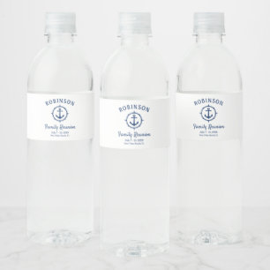 Nautical Anchor Family Reunion Navy Blue & White Waterfles Etiket