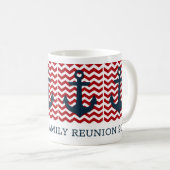 Nautical Anchor Family Reunion Red White Blue Koffiemok (Voorkant rechts)