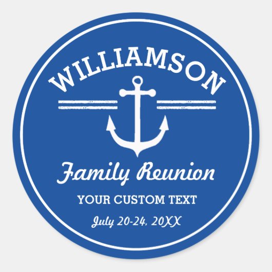 Nautical Anchor Family Reunion Trip Crueach Ronde Sticker (Voorkant)