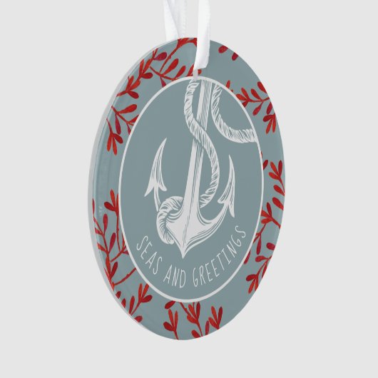 Nautical Anchor First Gehuwd met kerstversiering Ornament (voorkant)