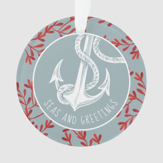 Nautical Anchor First Gehuwd met kerstversiering Ornament (voorkant)