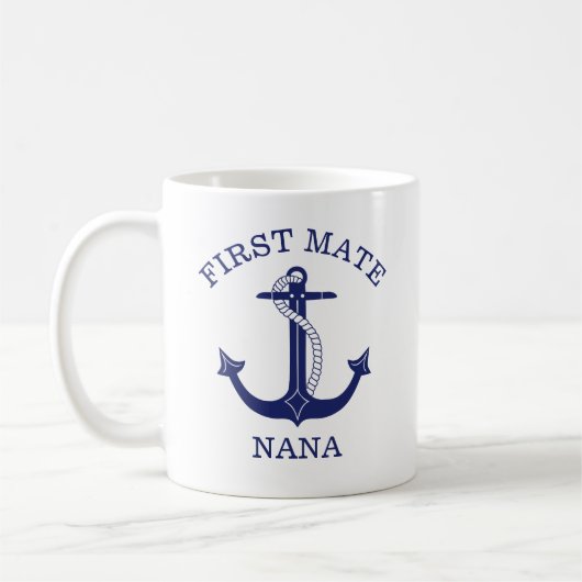 Nautical Anchor First Mate Nana Grandmoeder Koffiemok (Links)