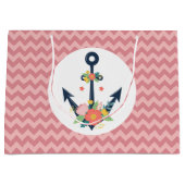 Nautical Anchor Floral Baby Girl Shower Groot Cadeauzakje (Voorkant)
