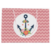 Nautical Anchor Floral Baby Girl Shower Groot Cadeauzakje (Achterkant)