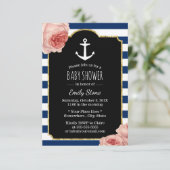 Nautical Anchor  Floral Baby shower Kaart (Staand voorkant)