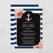 Nautical Anchor  Floral Baby shower Kaart (Voorkant / Achterkant)