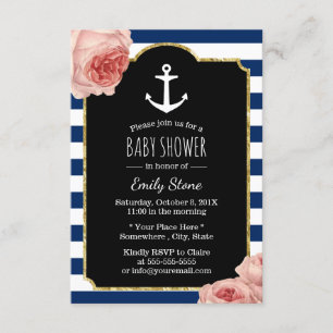 Nautical Anchor  Floral Baby shower Kaart