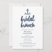 Nautical Anchor Floral Bridal Brunch Shower Kaart (Voorkant)