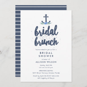 Nautical Anchor Floral Bridal Brunch Shower Kaart