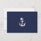 Nautical Anchor Floral Elegant Script Navy Blue RSVP Kaartje (Achterkant)
