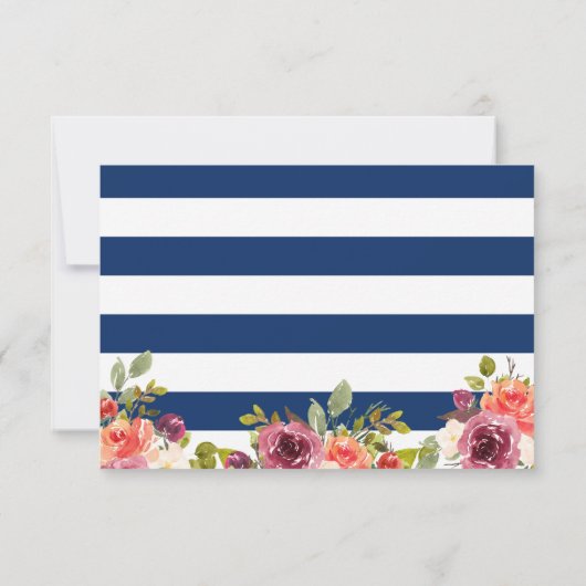 Nautical Anchor Floral Navy Blue Stripes RSVP (Achterkant)