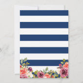Nautical Anchor Floral Navy Stripes Baby shower Kaart (Achterkant)