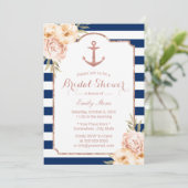 Nautical Anchor  Floral Navy Vrijgezellenfeest Kaart (Staand voorkant)