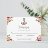 Nautical Anchor Floral RSVP with Meal Choice (Staand voorkant)