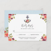 Nautical Anchor Floral RSVP with Meal Choice (Voorkant / Achterkant)