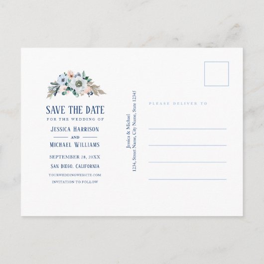 Nautical Anchor Floral Rustic Beach Save the Date Uitnodiging Briefkaart (Achterkant)